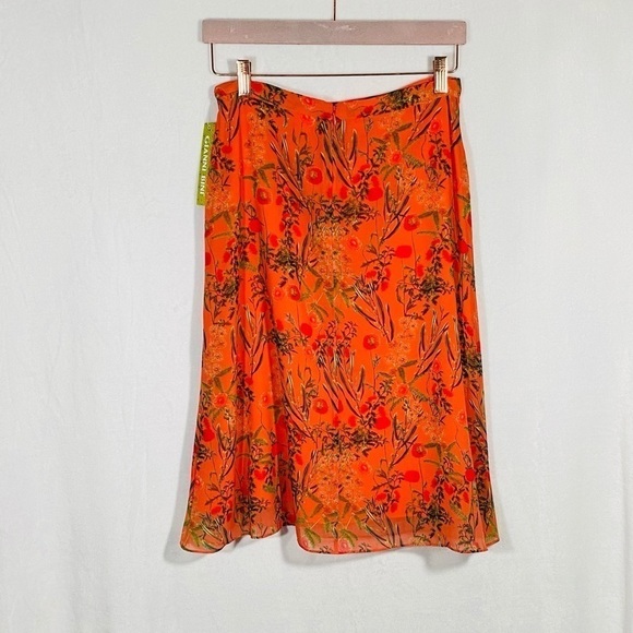 NWT Gianni Bini Candance print peach midi floral skirt size 4 - Picture 2 of 6